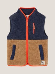Monsoon Blue Colourblock Borg Gilet - Image 1 of 3
