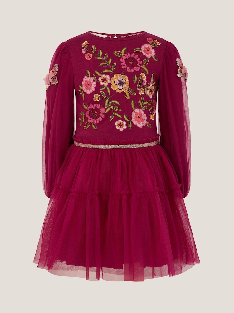 Monsoon Red Floral Embroidered Butterfly Disco Dress - Image 2 of 4
