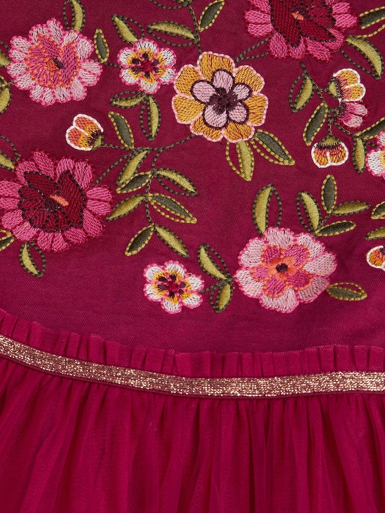 Monsoon Red Floral Embroidered Butterfly Disco Dress - Image 4 of 4