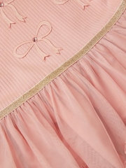 Monsoon Pink Bow Puff Sleeve Ruffle Dress - Image 4 of 4