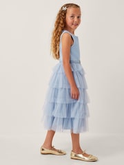 Monsoon Blue Sleeveless Belted Tulle Tier Dress - Image 1 of 4