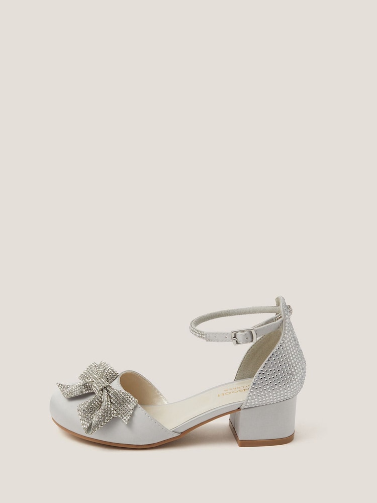 Monsoon Silver Sparkle Bow Two-Part Heels - Image 1 of 3 Monsoon Silver Sparkle Bow Two-Part Heels - Image 1 of 3