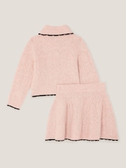 Monsoon Pink Bow Collar Cardigan & Knit Skirt Set - Image 3 of 4