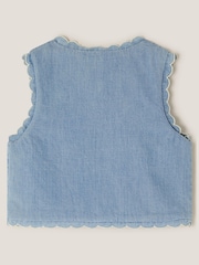 Monsoon Blue Embroidered Chambray Waistcoat - Image 3 of 4