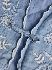 Monsoon Blue Embroidered Chambray Waistcoat - Image 4 of 4