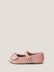 Monsoon Pink Velvet Bow Strap Ballet Flats - Image 1 of 3