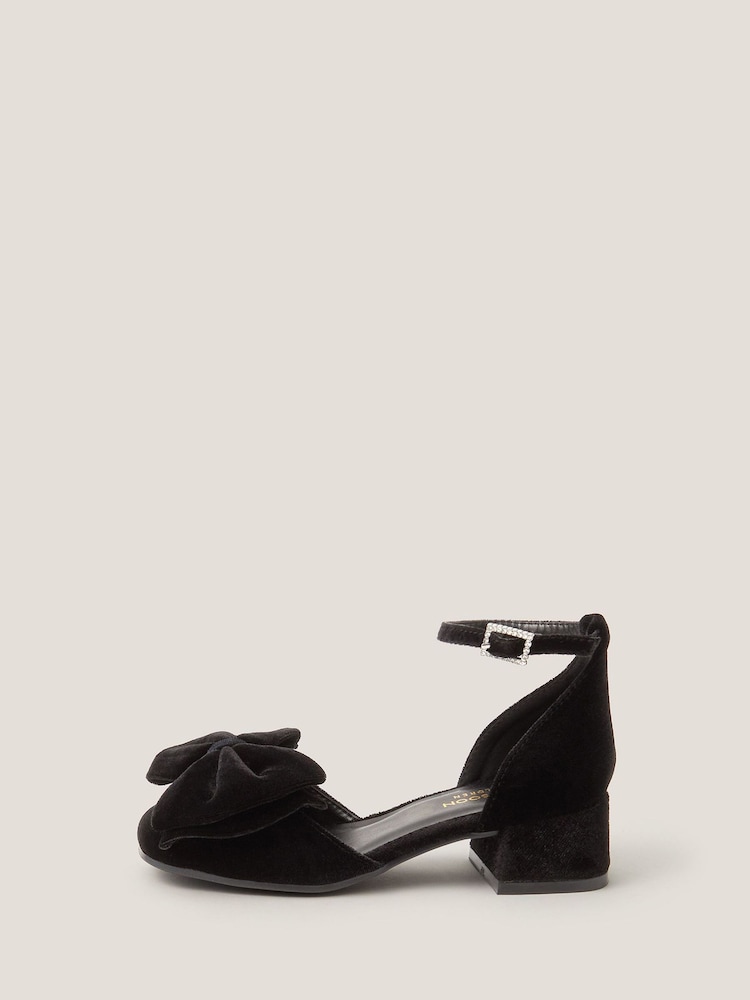 Monsoon Black Velvet Bow Two-Part Heels - Image 1 of 3 Monsoon Black Velvet Bow Two-Part Heels - Image 1 of 3