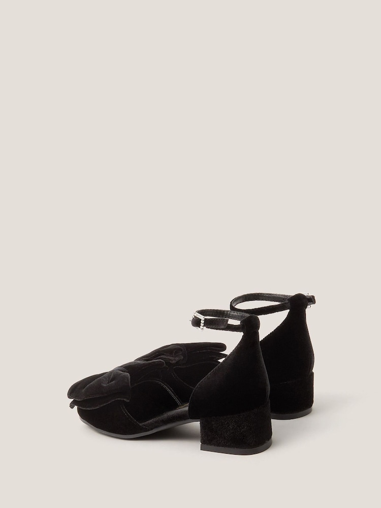 Monsoon Black Velvet Bow Two-Part Heels - Image 3 of 3 Monsoon Black Velvet Bow Two-Part Heels - Image 3 of 3