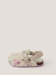 Monsoon Natural Floral Borg Clogs - Image 1 of 3