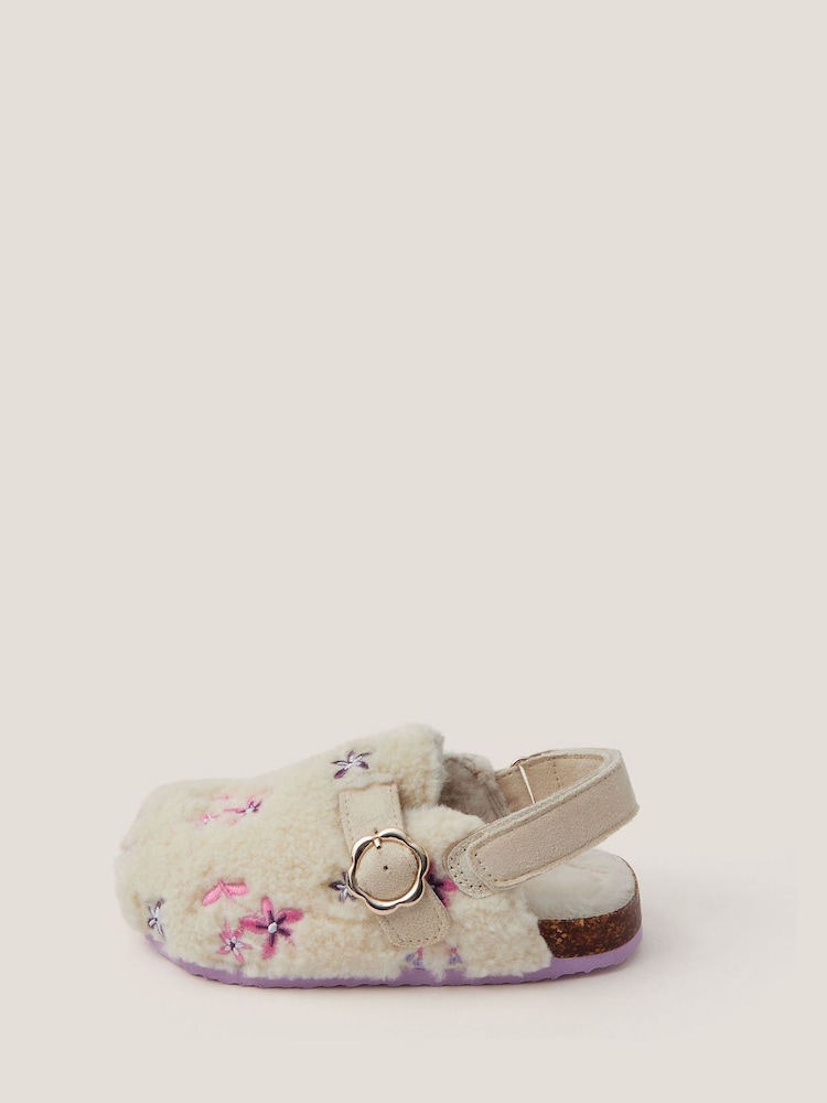Monsoon Natural Floral Borg Clogs - Image 1 of 3 Monsoon Natural Floral Borg Clogs - Image 1 of 3