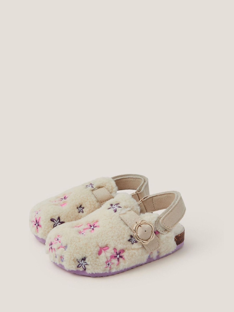 Monsoon Natural Floral Borg Clogs - Image 2 of 3 Monsoon Natural Floral Borg Clogs - Image 2 of 3