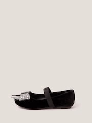 Monsoon Black Jewel Bow Velvet Ballet Flats - Image 1 of 3
