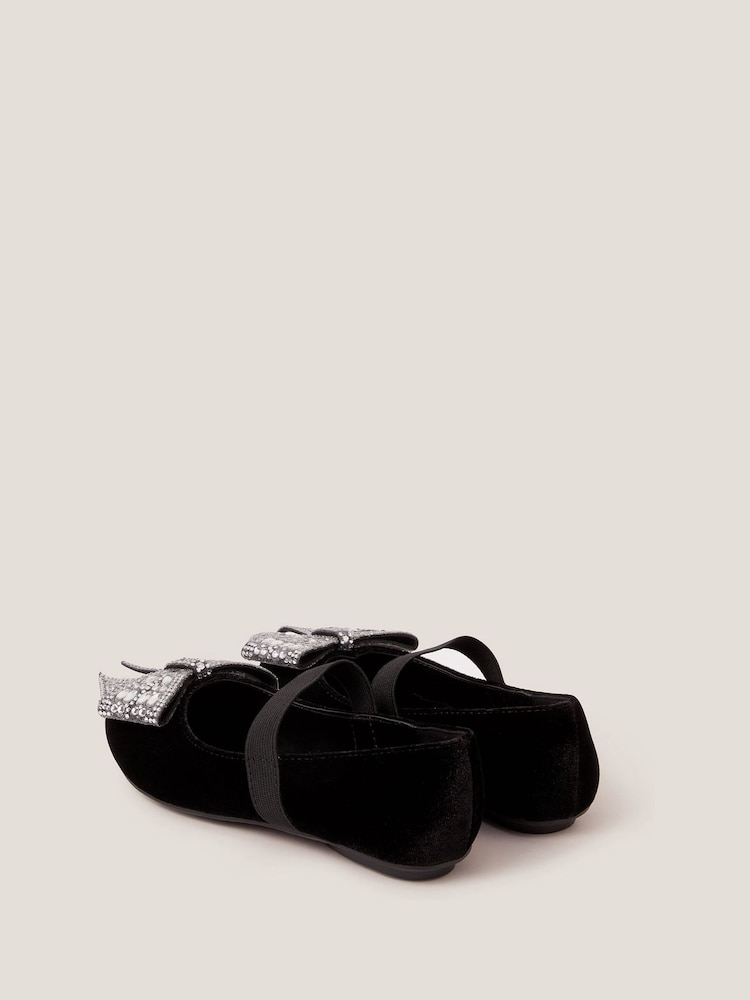 Monsoon Black Jewel Bow Velvet Ballet Flats - Image 3 of 3 Monsoon Black Jewel Bow Velvet Ballet Flats - Image 3 of 3