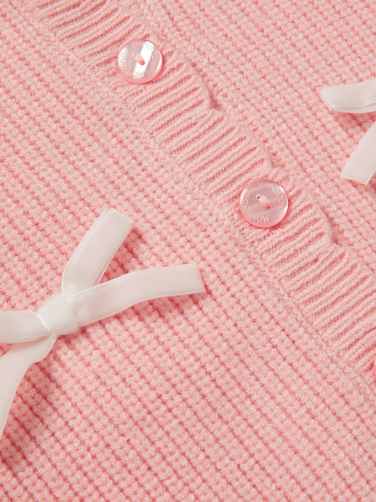 Monsoon Pink Bow Knit Cardigan - Image 4 of 4 Monsoon Pink Bow Knit Cardigan - Image 4 of 4