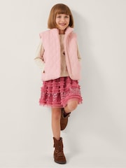 Monsoon Pink Reversible Floral Print Quilted Gilet - Image 1 of 4