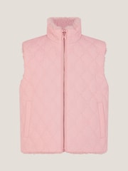 Monsoon Pink Reversible Floral Print Quilted Gilet - Image 2 of 4