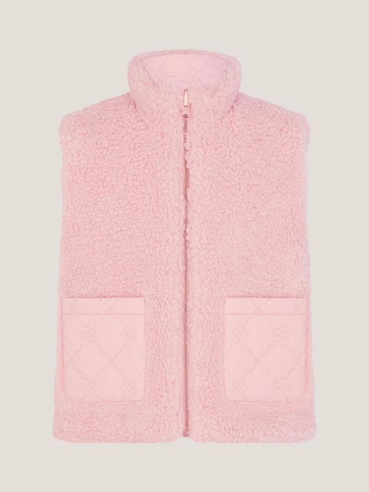 Monsoon Pink Reversible Floral Print Quilted Gilet - Image 4 of 4