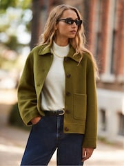 Ro&Zo Green Wool Blend Double Faced Jacket - Image 1 of 6