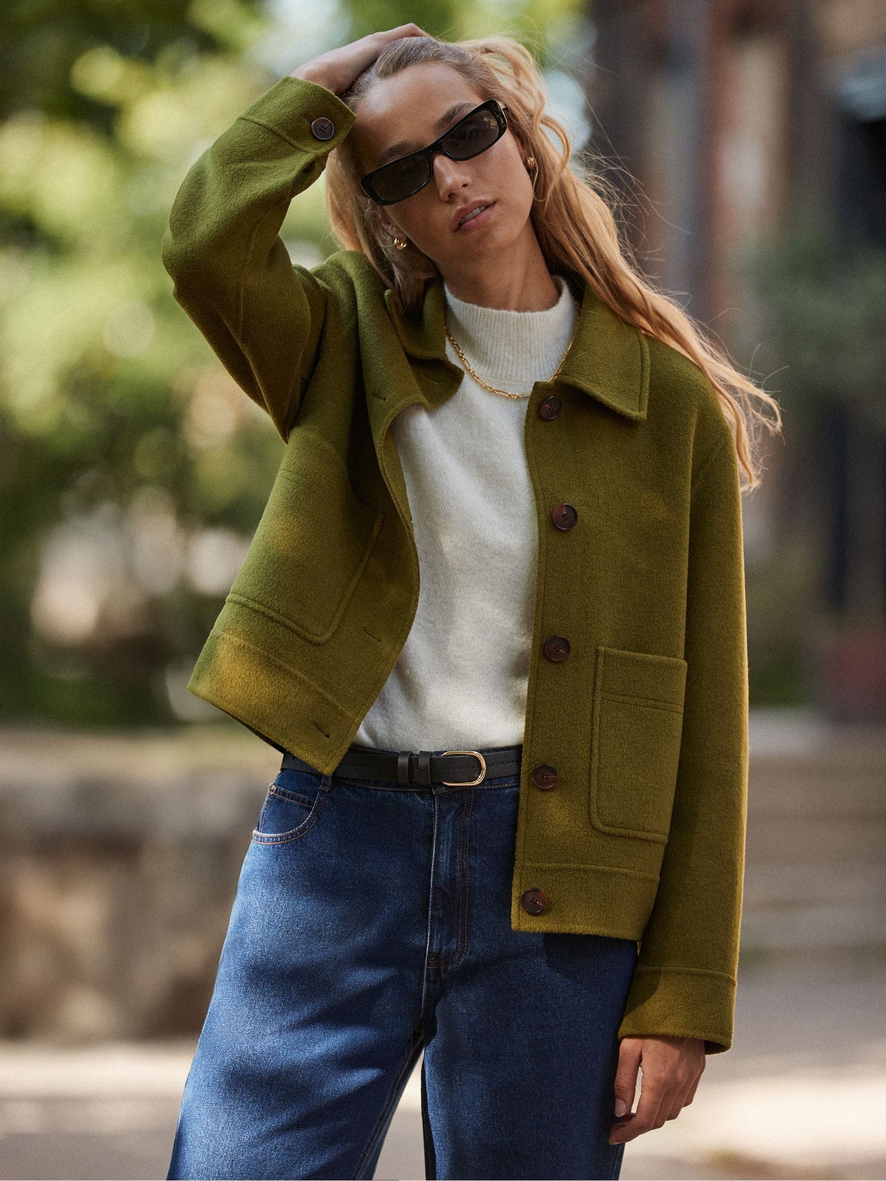 Buy Ro&Zo Green Wool Blend Double Faced Jacket from Next USA