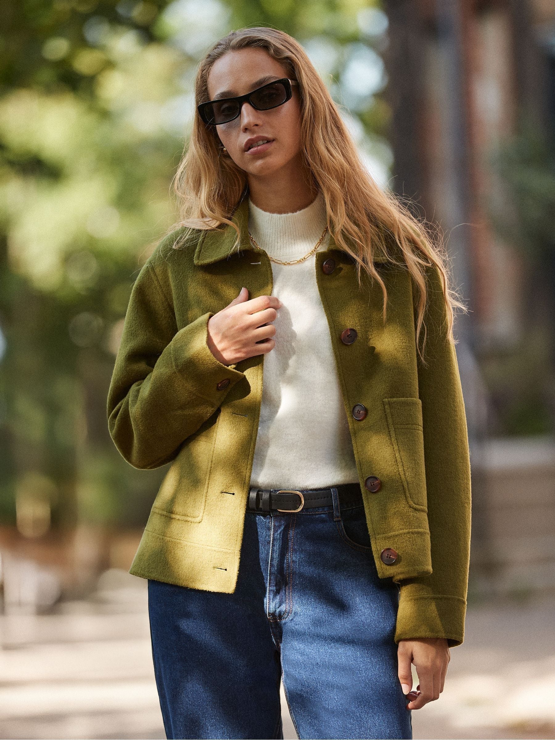 Buy Ro&Zo Green Wool Blend Double Faced Jacket from Next USA