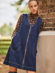 Ro&Zo Blue Denim Zip Front Mini Dress - Image 1 of 5
