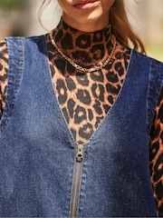 Ro&Zo Blue Denim Zip Front Mini Dress - Image 3 of 5