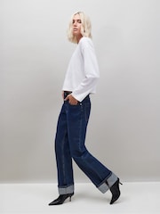 Ro&Zo Blue Petite Denim Turn Up Hem Jeans - Image 2 of 5