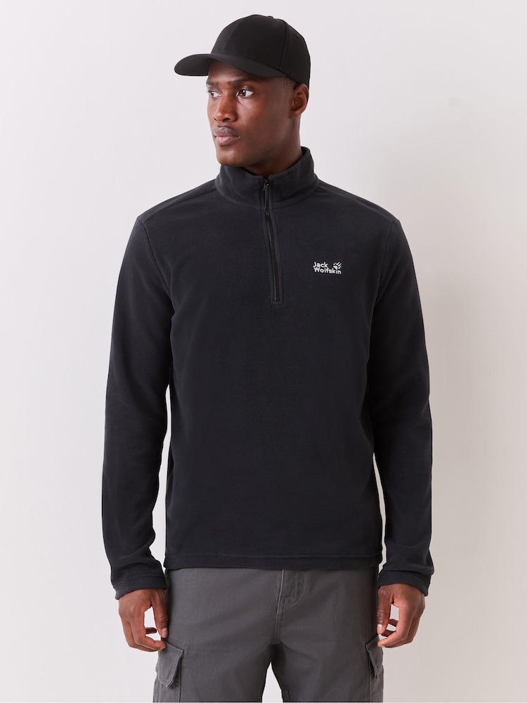 Jack Wolfskin Black Taunus 100 Half Zip Fleece - Image 1 of 7 Jack Wolfskin Black Taunus 100 Half Zip Fleece - Image 1 of 7
