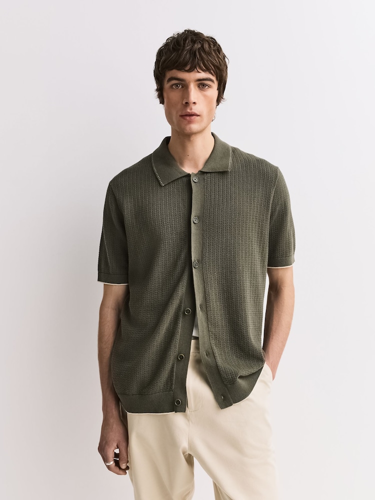 NN.07 Green Nalo Textured Knit Shirt - Image 1 of 8