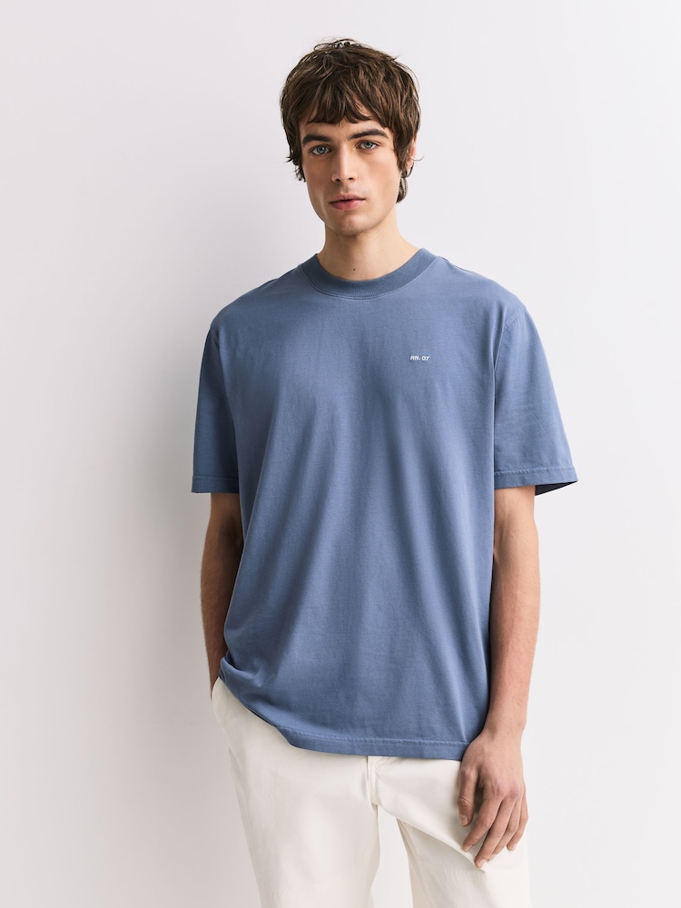 NN.07 Blue Adam Logo T-Shirt - Image 1 of 6