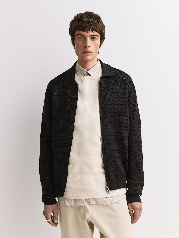NN.07 Brown Gustav Zip Through Sweater - Image 1 of 6
