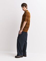 NN.07 Brown Alfie Striped Wool Blend Polo Shirt - Image 2 of 7