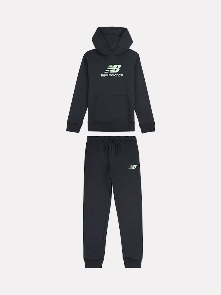 New Balance Black FT Stacked Logo Hoodie and Joggers Set - Image 1 of 5