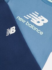 New Balance Blue Contrast Panel T-Shirt & FT Joggers Set - Image 3 of 5