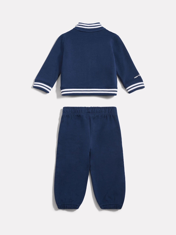 New Balance Blue Double Knit Full Zip Funnel Top + Joggers Set - Image 2 of 6 New Balance Blue Double Knit Full Zip Funnel Top + Joggers Set - Image 2 of 6