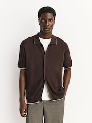 NN.07 Brown Nalo Textured Knit Shirt - Image 1 of 5