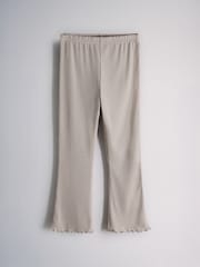 Marrón/Crema - The Set 4 Pack Chaleco de canalé, pantalones cortos, camiseta y Leggings acampanados Pijamas Set - Imagen 3 de 6