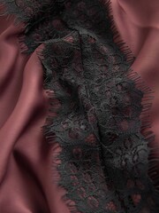 Chocolate Brown Strappy Satin Cami Midi Dress With Lace Trim - Image 10 of 10