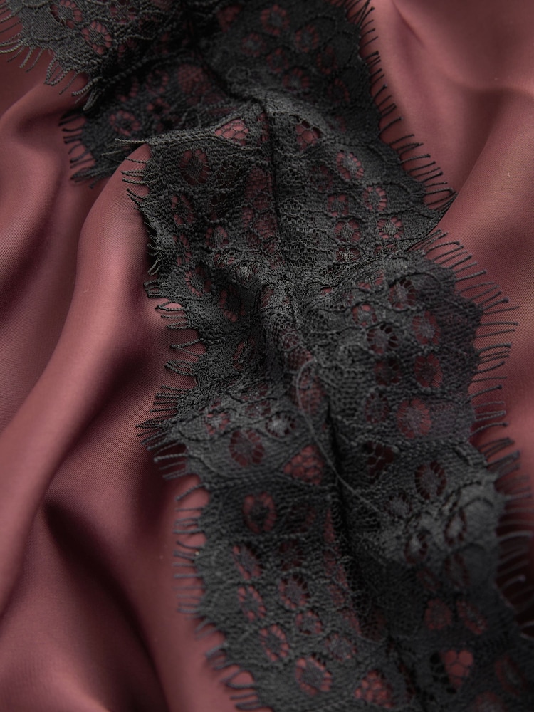 Chocolate Brown Strappy Satin Cami Midi Dress With Lace Trim - Image 10 of 10 Chocolate Brown Strappy Satin Cami Midi Dress With Lace Trim - Image 10 of 10