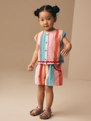 Rainbow Check Ric Rac - Sleeveless Top & Shorts Set (3mths-7yrs) - Imaginea 1 din 8