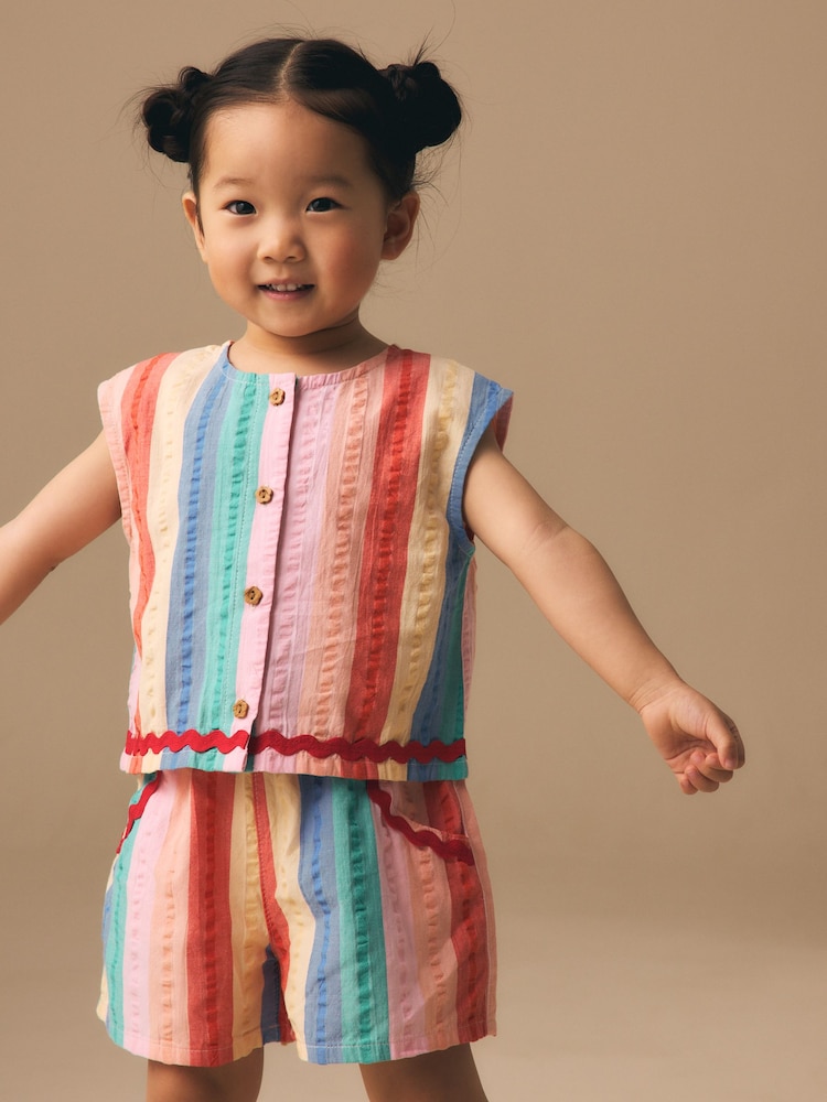 Rainbow Check Ric Rac - Sleeveless Top & Shorts Set (3mths-7yrs) - Imaginea 1 din 8