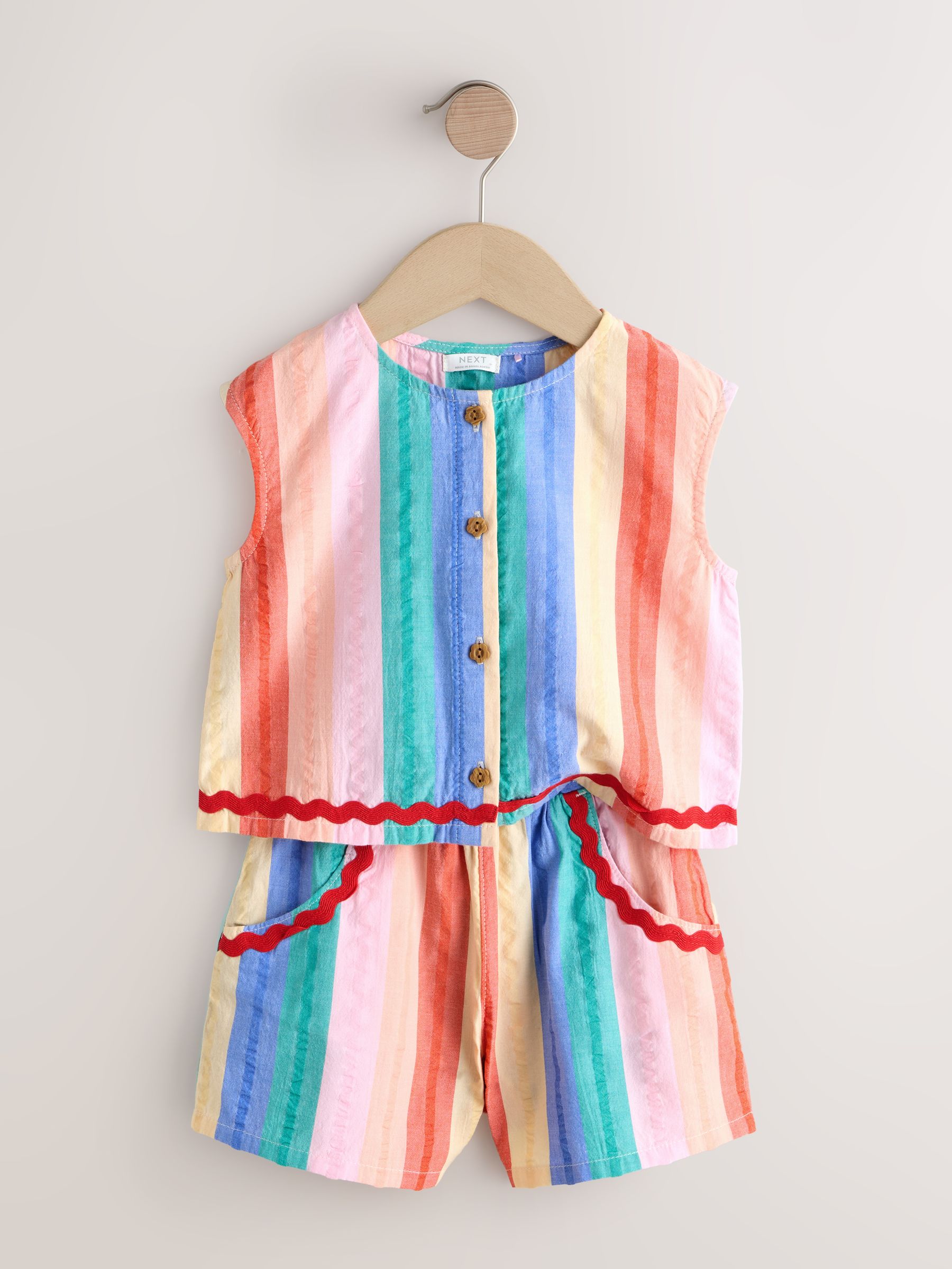 Buy Rainbow Check Ric Rac Sleeveless Top & Shorts Set (3mths-7yrs