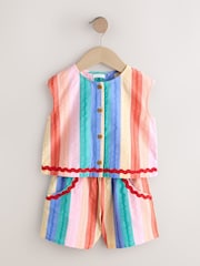 Rainbow Check Ric Rac - Sleeveless Top & Shorts Set (3mths-7yrs) - Imaginea 5 din 8