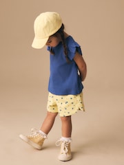 Yellow/Blue Ditsy Floral - Pantaloni scurți cu elastic în talie (3mths-7yrs) - Imaginea 4 din 8