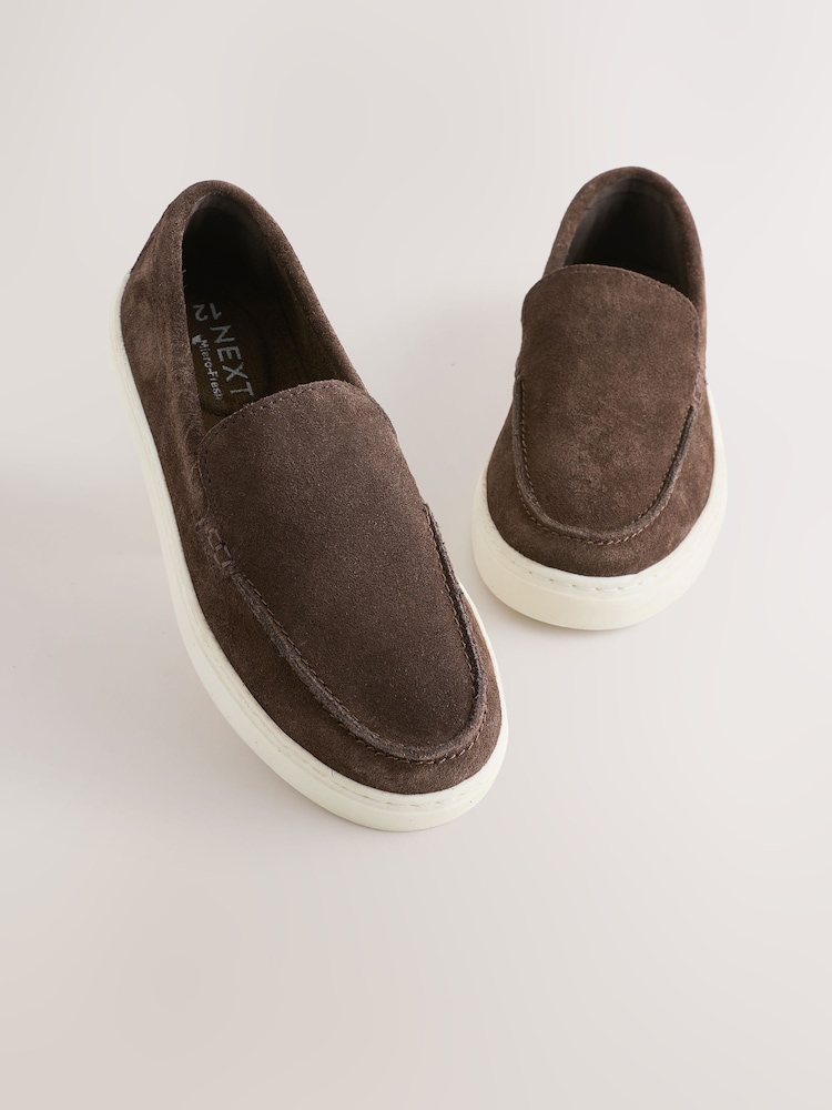 Chocolate Brown Suede Loafers - Image 1 of 5