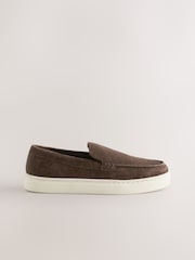 Chocolate Brown Suede Loafers - Image 2 of 5