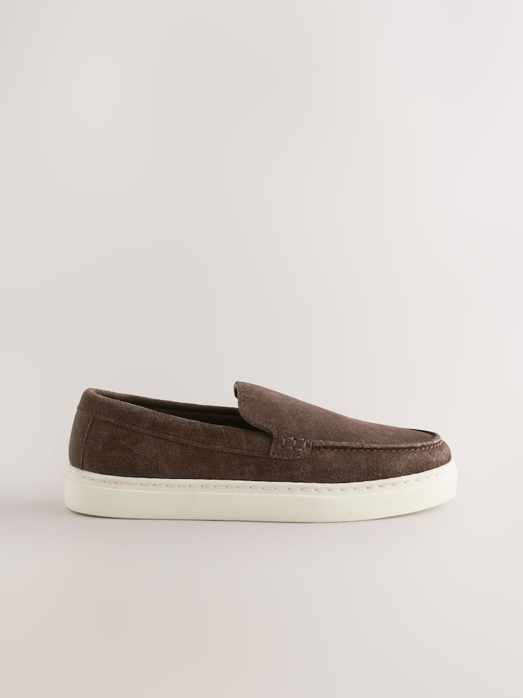 Chocolate Brown Suede Loafers - Image 2 of 5