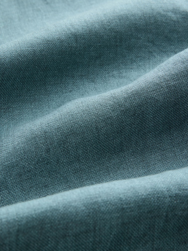 Teal Blue Regular Fit Signature Basket Weave Linen Short Sleeve Shirt - Image 7 of 7 Teal Blue Regular Fit Signature Basket Weave Linen Short Sleeve Shirt - Image 7 of 7