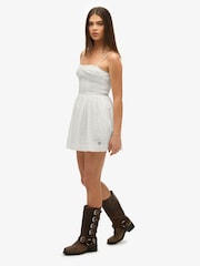 Superdry White Broderie Cami Mini Dress - Image 3 of 6