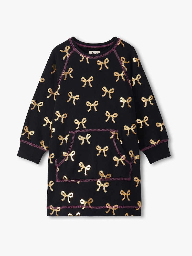 Hatley Gold Bows Sweatshirt Black Dress - Image 1 of 2
